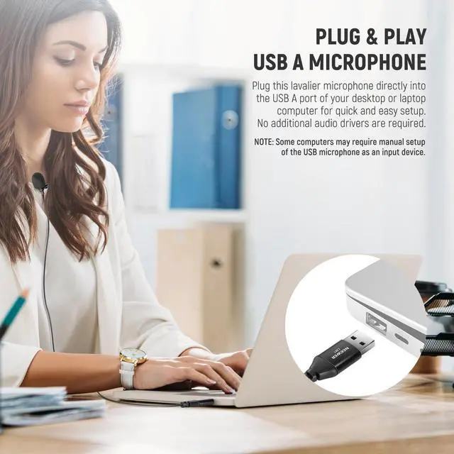 Alt view image 2 of 7 - _Mega Brand USB A Lapel Microphone, Plug & Play Mini Omnidirectional Clip On Lavalier Mic 2m Cable for USB 2.0 Mac Windows PC Laptop Computer YouTube Skype Podcast Gaming Vlog Video Conferencing, LM1