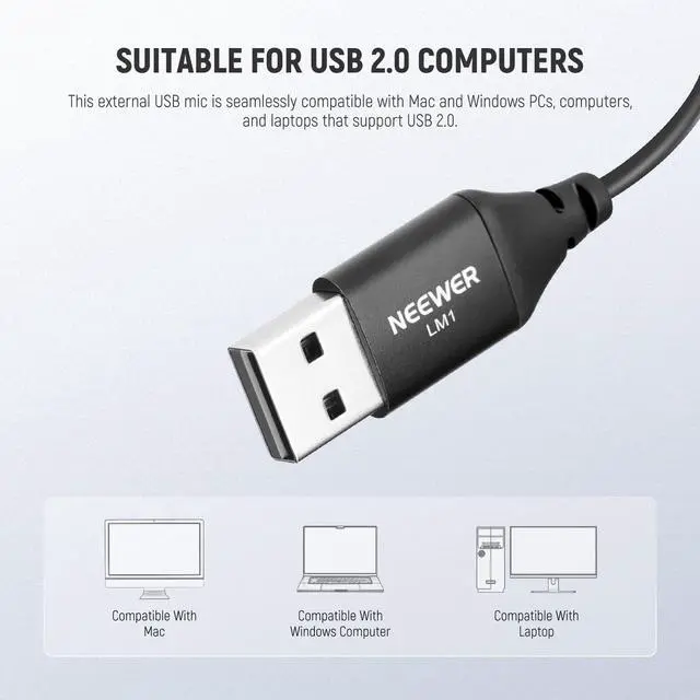 Alt view image 3 of 7 - _Mega Brand USB A Lapel Microphone, Plug & Play Mini Omnidirectional Clip On Lavalier Mic 2m Cable for USB 2.0 Mac Windows PC Laptop Computer YouTube Skype Podcast Gaming Vlog Video Conferencing, LM1