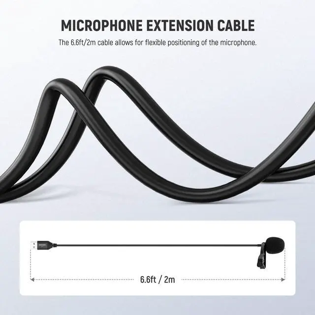 Alt view image 7 of 7 - _Mega Brand USB A Lapel Microphone, Plug & Play Mini Omnidirectional Clip On Lavalier Mic 2m Cable for USB 2.0 Mac Windows PC Laptop Computer YouTube Skype Podcast Gaming Vlog Video Conferencing, LM1