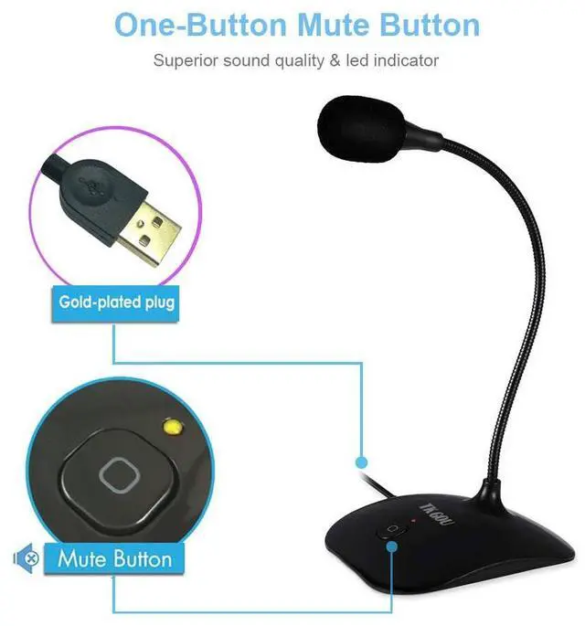 Alt view image 4 of 6 - _Mega Brand USB Microphone, 360 Degree Adjustable Gooseneck Design, Mute Button & LED Indicator, Noise-Canceling Technology, Plug & Play, Compatible with Windows & MacOS
