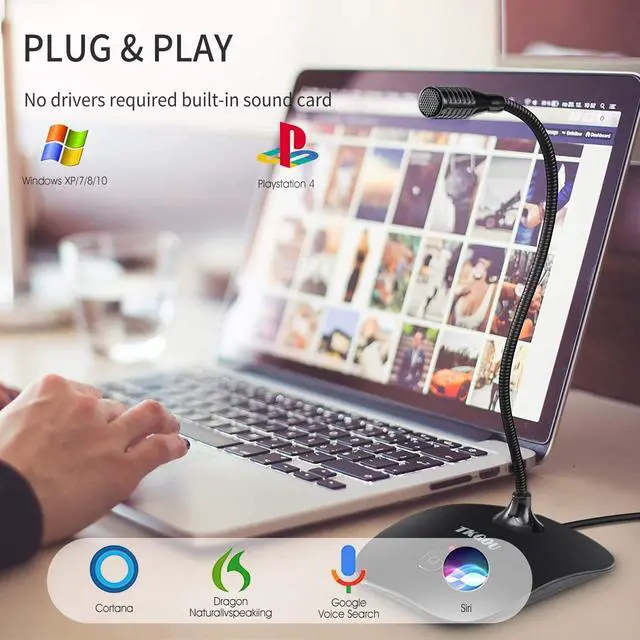 Alt view image 3 of 6 - _Mega Brand USB Microphone, 360 Degree Adjustable Gooseneck Design, Mute Button & LED Indicator, Noise-Canceling Technology, Plug & Play, Compatible with Windows & MacOS