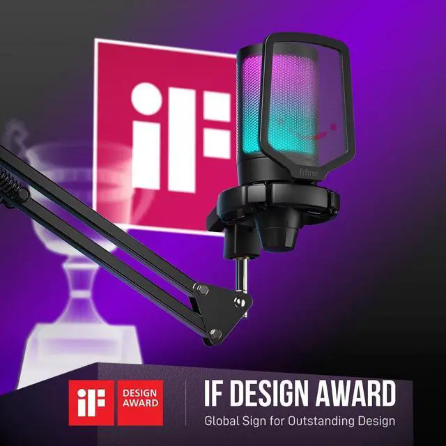 Alt view image 2 of 7 - Gaming PC USB Microphone, Podcast Condenser Mic with Boom Arm, Pop Filter, Mute Button for Streaming, Twitch, Online Chat, RGB Computer Mic for PS4/5 PC Gamer Youtuber-AmpliGame A6T