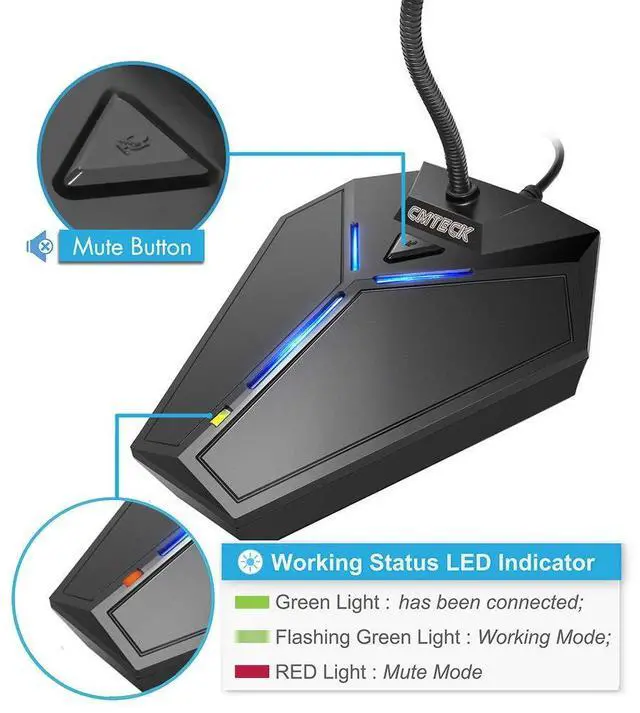 Alt view image 3 of 6 - _Mega Brand USB Computer Microphone, Plug &Play Desktop Omnidirectional Condenser PC Laptop Mic, Mute Button with LED Indicator, Compatible with Windows/Mac, Ideal for YouTube, Skype, Recording, Games