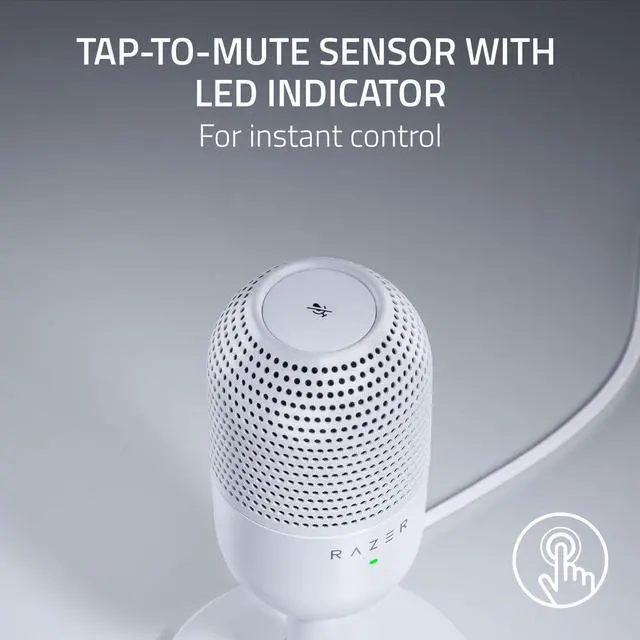 Alt view image 4 of 7 - Seiren V3 Mini USB Microphone: Condenser Mic - Supercardioid Pickup Pattern - Tap-to-Mute Sensor with LED Indicator - Shock Absorber - Ultra Compact - PC, Discord, OBS Studio, XSplit - White