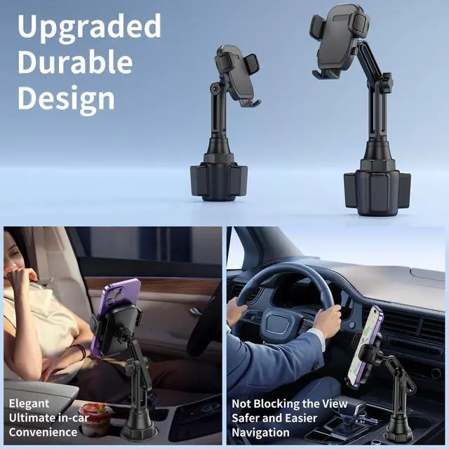 Alt view image 7 of 7 - _Mega Brand Cup Phone Mount for Car, [Upgraded Version] Universal Cup Phone Cradle Holder with Long and Adjustable Neck, Friendly Compatible with Cell Phone iPhone, Samsung, Google and All Smartphones