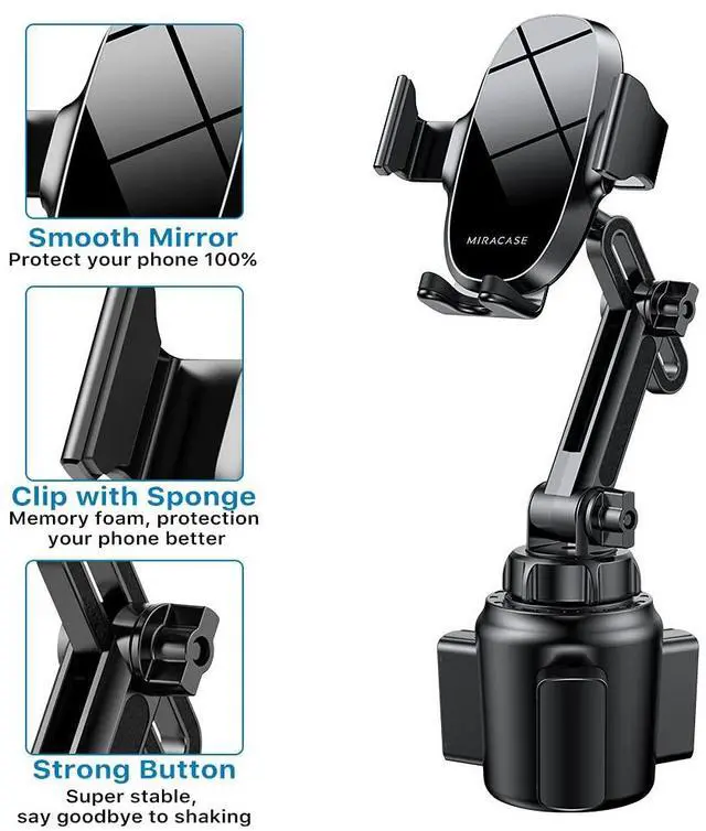 Alt view image 6 of 6 - [Upgraded Version Cup Phone Holder for Car, Universal Adjustable Long Neck Car Phone Mount Cradle Friendly Compatible with iPhone Samsung Google and All 4.0-7.0 inches Smartphones