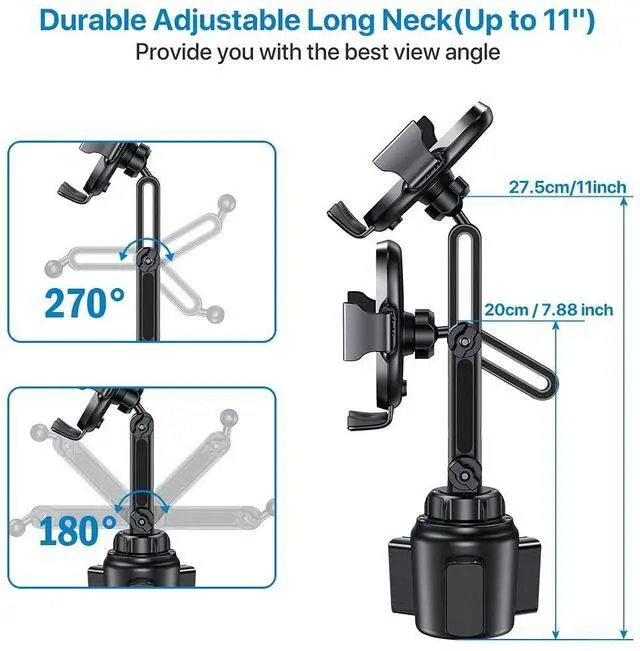 Alt view image 4 of 6 - [Upgraded Version Cup Phone Holder for Car, Universal Adjustable Long Neck Car Phone Mount Cradle Friendly Compatible with iPhone Samsung Google and All 4.0-7.0 inches Smartphones