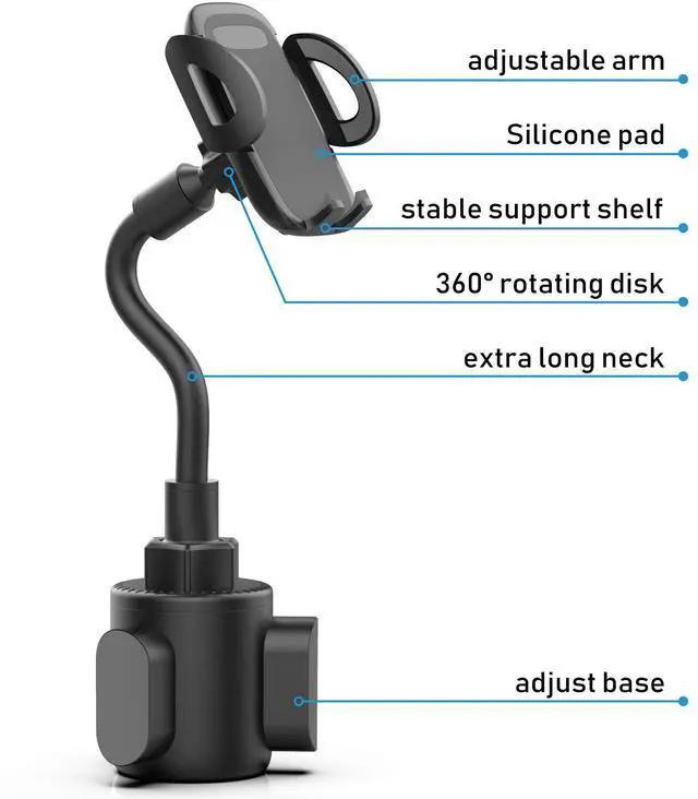 Alt view image 3 of 7 - _Mega Brand  for Your Car, Cup Holder Phone Mount, Universal Adjustable Gooseneck Cup Holder Cradle Car Mount for iPhone 16/15/14/13/12/11/Pro Max/X/Xs/XsMax/8/8Plus,Samsung,Huawei,LG, Sony