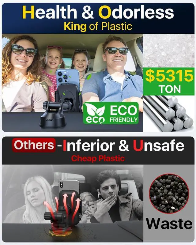 Alt view image 5 of 7 - 98+LBS Strongest Suction & Military-Grade Ultimate Car Phone MountPatent & Safety Certs Cell Phone Holder Truck Stand for Dashboard Windshield Vent for iPhone 17 Pro Max 16 15 Samsung (Black)