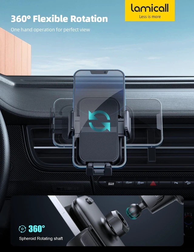 Alt view image 6 of 7 - 2026 Wider Clamp & Metal Hook Car Phone Holder Vent Accessories | Thick Cases Friendly Phone Holders for Your Car Mount Hands Free for Women Men Gift for iPhone 17 16 15 14 13 Pro Max Black