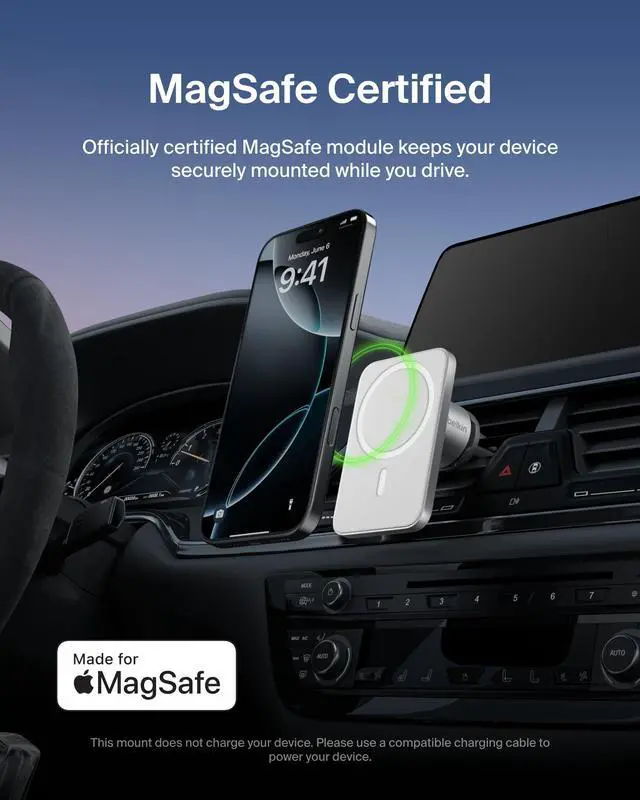 Alt view image 2 of 7 - MagSafe Vent Mount Pro - MagSafe Phone Mount for Car, Magnetic Phone Holder Compatible with iPhone 17, 16, 15, Series, 14 Series, Pixel 10, and More - Gray