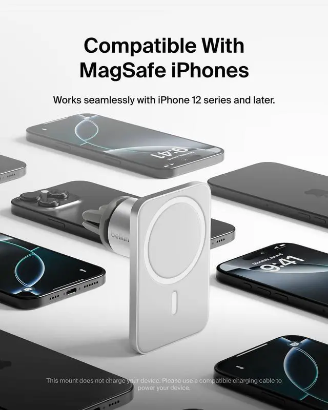 Alt view image 3 of 7 - MagSafe Vent Mount Pro - MagSafe Phone Mount for Car, Magnetic Phone Holder Compatible with iPhone 17, 16, 15, Series, 14 Series, Pixel 10, and More - Gray