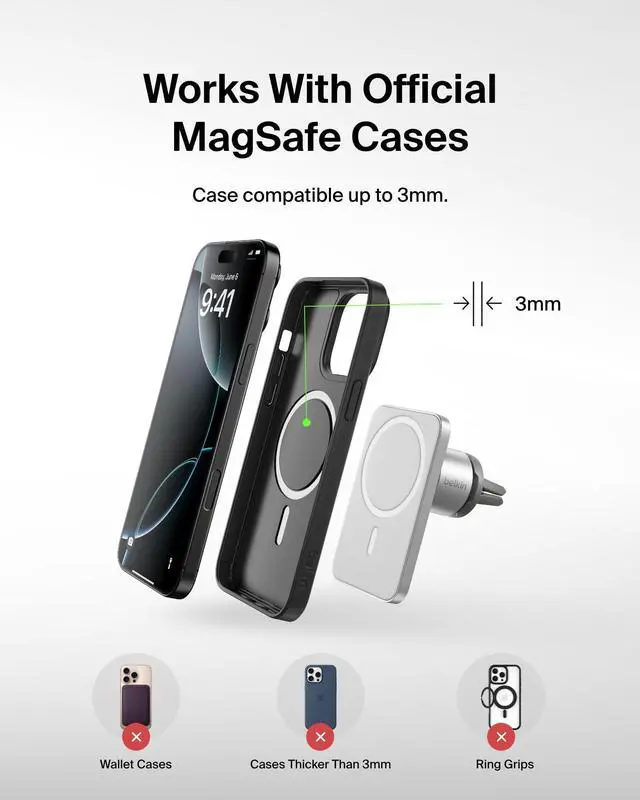 Alt view image 5 of 7 - MagSafe Vent Mount Pro - MagSafe Phone Mount for Car, Magnetic Phone Holder Compatible with iPhone 17, 16, 15, Series, 14 Series, Pixel 10, and More - Gray