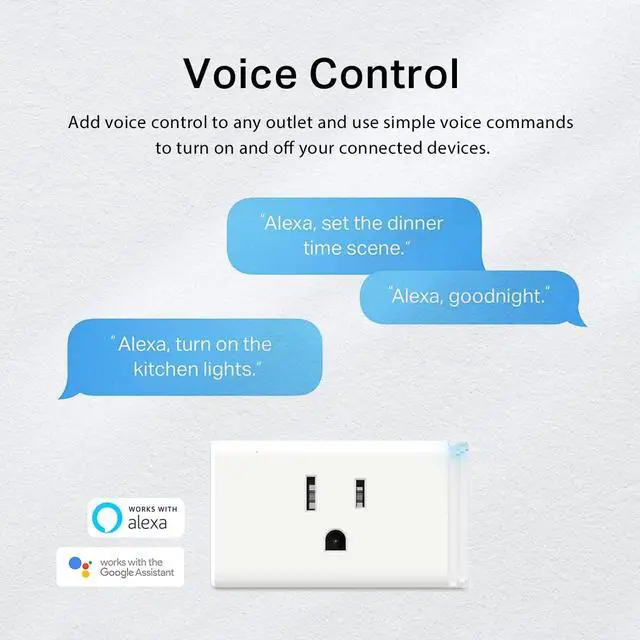 Alt view image 2 of 7 - Kasa Smart Plug HS103P2, Smart Home Wi-Fi Outlet Works with Alexa, Echo, Google Home & IFTTT, No Hub Required, Remote Control,15 Amp,UL Certified, (Pack of 2) White