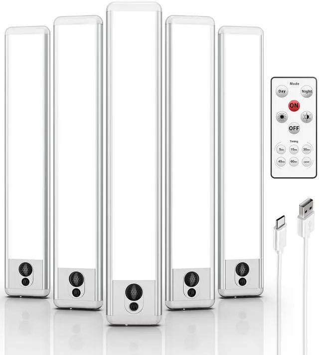 Main image of _Mega Brand 5 Pack Under Cabinet Lighting, Rechargeable Motion Sensor Light, LED Closet Lights Wireless, 5700K Dimmable, Timer, Magnetic, with Remote Control for Kitchen, Closet, Stair
