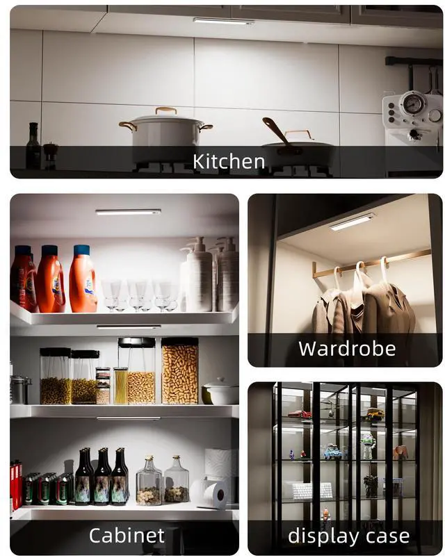 Alt view image 6 of 7 - _Mega Brand 5 Pack Under Cabinet Lighting, Rechargeable Motion Sensor Light, LED Closet Lights Wireless, 5700K Dimmable, Timer, Magnetic, with Remote Control for Kitchen, Closet, Stair