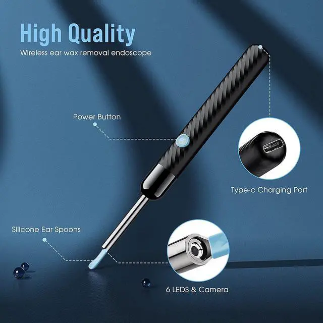 Alt view image 3 of 6 - _Mega Brand Ear Wax Removal - Earwax Remover Tool with 8 Pcs Ear Set - Ear Canal Cleaner with 1080P Camera - FSA HSA Eligible - Ear Cleaning Kit with 6 Ear Spoon - Ear Camera for iOS & Android (Black)