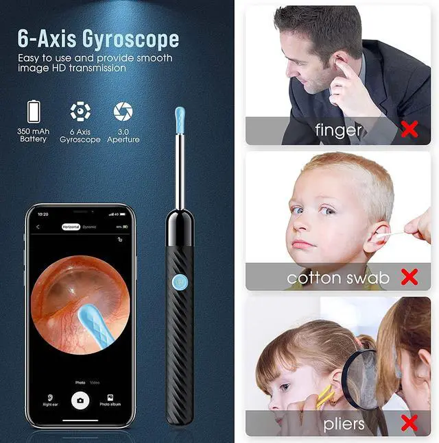 Alt view image 4 of 6 - _Mega Brand Ear Wax Removal - Earwax Remover Tool with 8 Pcs Ear Set - Ear Canal Cleaner with 1080P Camera - FSA HSA Eligible - Ear Cleaning Kit with 6 Ear Spoon - Ear Camera for iOS & Android (Black)