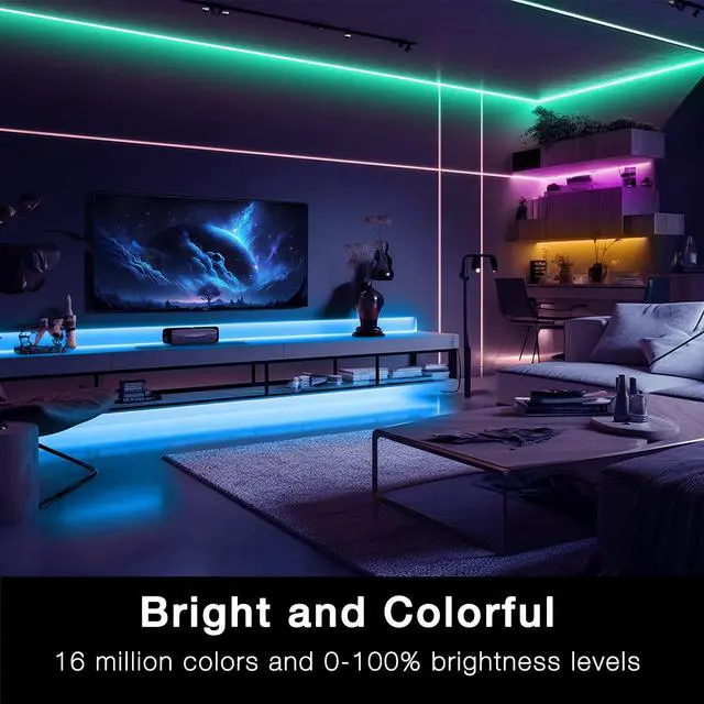 Alt view image 3 of 7 - Smart WiFi Led Lights 100ft, Tuya App Controlled Led Strip Lights, Work with Alexa and Google Assistant, Timer Schedule, Color Changing Led Lights for Bedroom Party Kitchen