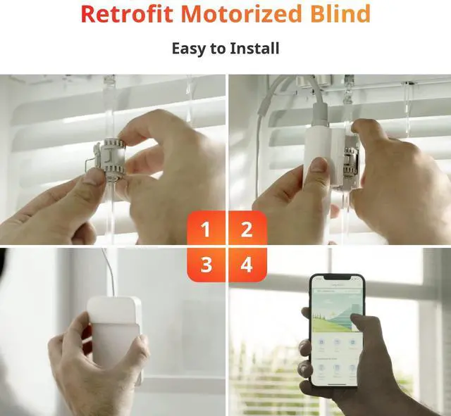 Alt view image 3 of 7 - Blind Tilt Motorized Blinds - Smart Electric Blinds with Bluetooth Remote Control, Solar Powered, Light Sensing Control, Add Hub Mini to Make it Compatible with Alexa & Google Home