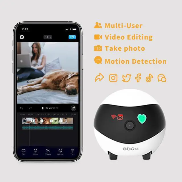 Alt view image 6 of 7 - _Mega Brand Home Security Camera EBO SE: 1080P Indoor Cam Battery-Operated, Auto-Recharge, Night Vision, Wireless Camera for Pet/Elderly/Baby, 2-Way Talk, Local Storage, APP Control