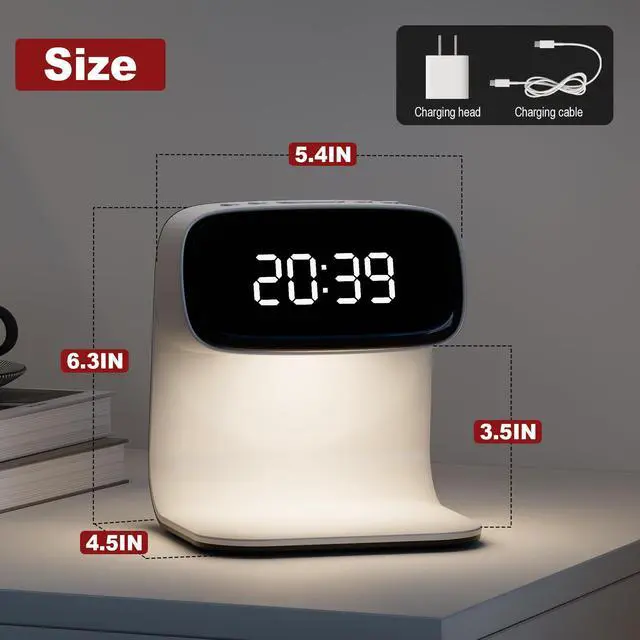 Alt view image 6 of 7 - _Mega Brand Digital Alarm Clock with Wireless Fast Charging Station 15W Touch Smart Lamp for Bedside,3 Colors Nightlight Adjustment Night Lamp for Living Room,Bedside,Heavy Sleepers