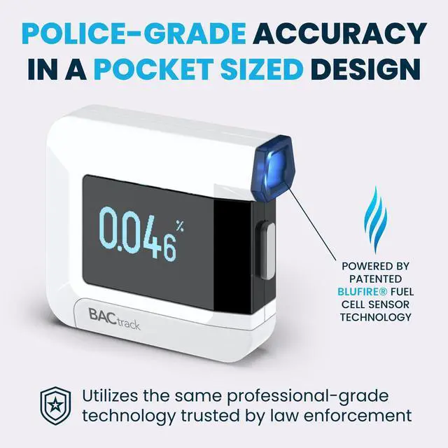 Alt view image 2 of 6 - _Mega Brand C8 Breathalyzer | Professional-Grade Accuracy | Optional Wireless Smartphone Connectivity | Compatible w/ Apple iPhone, Google & Samsung Android Devices | Apple HealthKit Integration