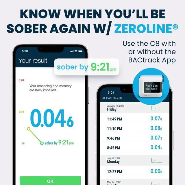 Alt view image 4 of 6 - _Mega Brand C8 Breathalyzer | Professional-Grade Accuracy | Optional Wireless Smartphone Connectivity | Compatible w/ Apple iPhone, Google & Samsung Android Devices | Apple HealthKit Integration
