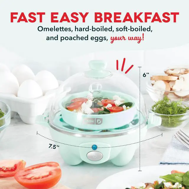 Alt view image 2 of 5 - _Mega Brand Rapid Egg Cooker: 6 Egg Capacity Electric Egg Cooker for Hard Boiled Eggs, Poached Eggs, Scrambled Eggs, or Omelets with Auto Shut Off Feature - Aqua, 5.5 Inch (DEC005AQ)