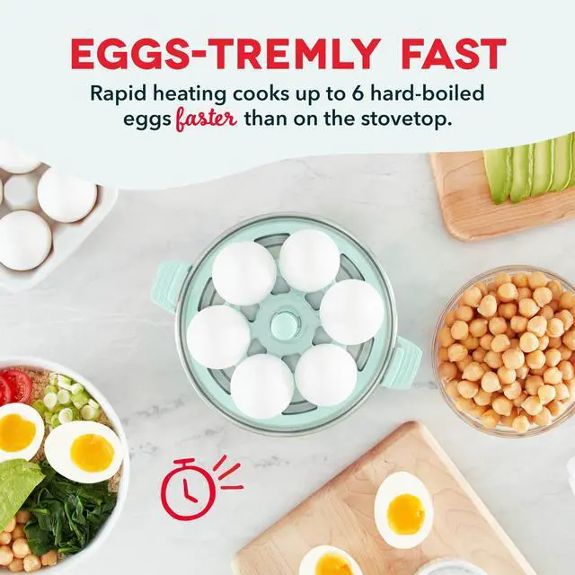 Alt view image 3 of 5 - _Mega Brand Rapid Egg Cooker: 6 Egg Capacity Electric Egg Cooker for Hard Boiled Eggs, Poached Eggs, Scrambled Eggs, or Omelets with Auto Shut Off Feature - Aqua, 5.5 Inch (DEC005AQ)