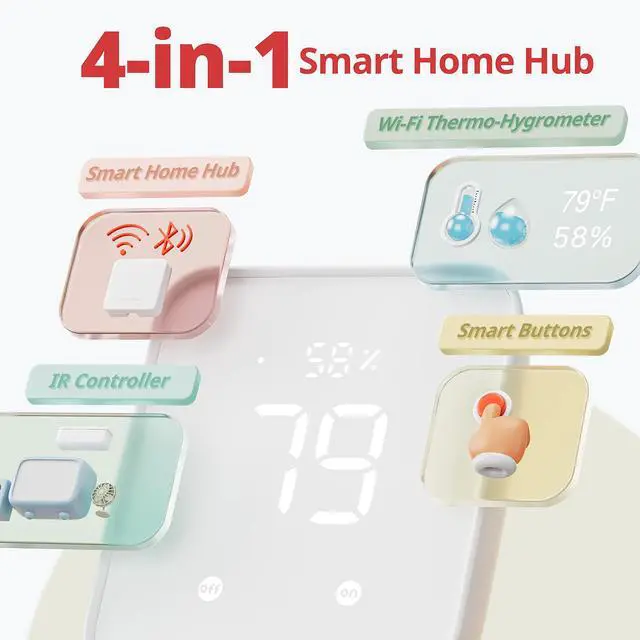Alt view image 2 of 7 - SwitchBot Hub 2 (2nd Gen), work as a WiFi Thermometer Hygrometer, IR Remote Control, Smart Remote and Light Sensor, Link SwitchBot to Wi-Fi (Support 2.4GHz), Compatible with Alexa&Google Assistant