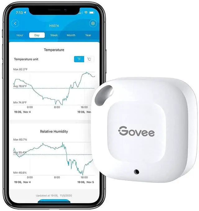 Main image of _Mega Brand Bluetooth Hygrometer Thermometer, Wireless Thermometer, Mini Humidity Sensor with Notification Alert, Data Storage and Export, 262 Feet Connecting Range