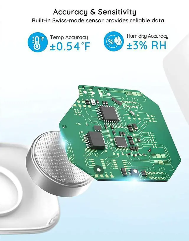Alt view image 3 of 7 - _Mega Brand Bluetooth Hygrometer Thermometer, Wireless Thermometer, Mini Humidity Sensor with Notification Alert, Data Storage and Export, 262 Feet Connecting Range