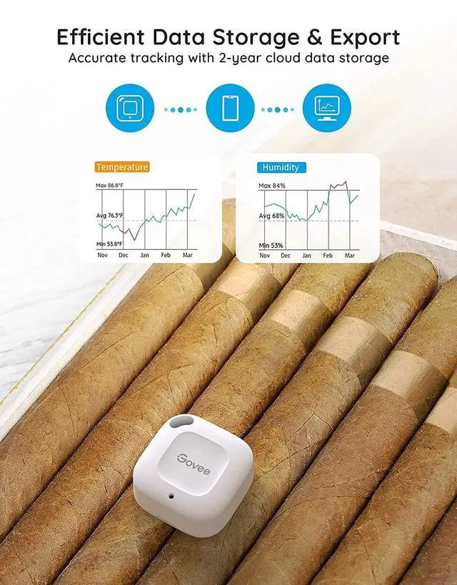 Alt view image 6 of 7 - _Mega Brand Bluetooth Hygrometer Thermometer, Wireless Thermometer, Mini Humidity Sensor with Notification Alert, Data Storage and Export, 262 Feet Connecting Range