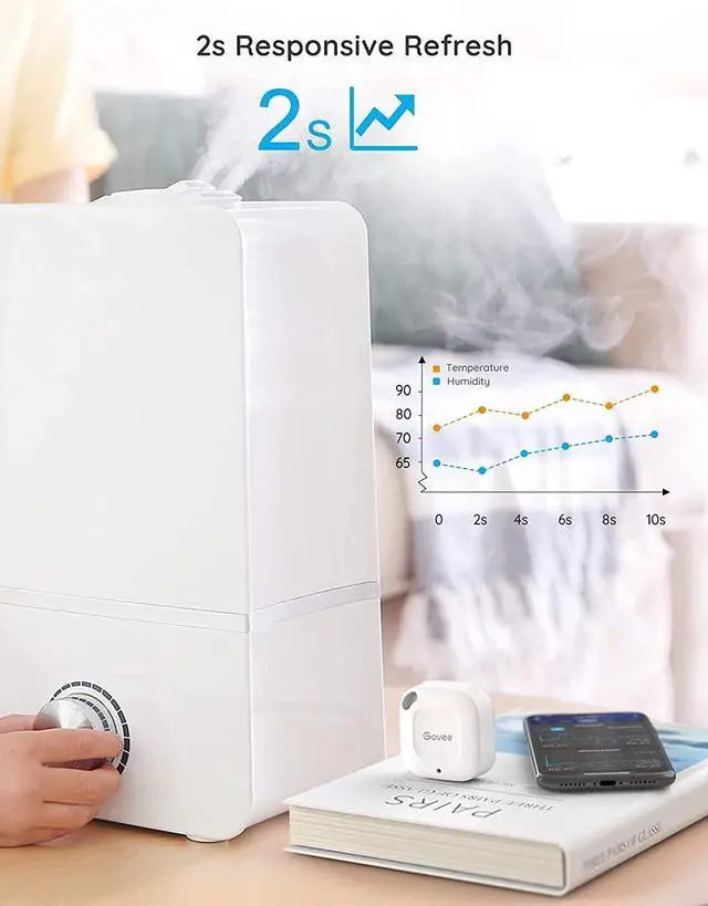 Alt view image 7 of 7 - _Mega Brand Bluetooth Hygrometer Thermometer, Wireless Thermometer, Mini Humidity Sensor with Notification Alert, Data Storage and Export, 262 Feet Connecting Range