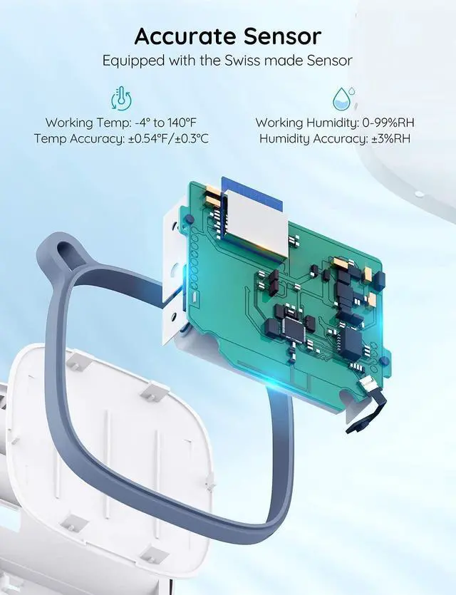 Alt view image 3 of 7 - Govee Smart Thermometer Hygrometer, WiFi Humidity Temperature Sensor with App Notification Alert, 2 Years Free Data Storage Export, Wireless Remote Monitor for Room Greenhouse Incubator Wine Cellar