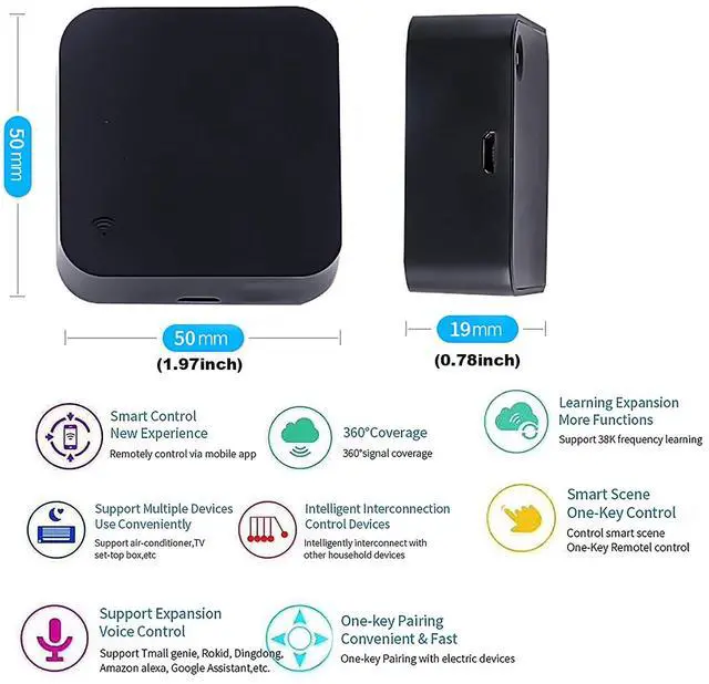 Alt view image 3 of 7 - _Mega Brand Controller Smart Home Infrared Universal Remote Blaster,One for All Control AC TV DVD CD AUD Air Conditioner SAT etc,No Hub Required Compatible with Alexa and Google Home(IR)