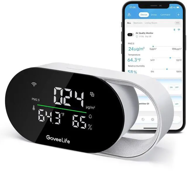 Main image of _Mega Brand Smart Air Quality Monitor with PM2.5, WiFi, Temperature & Humidity Sensors, LED Display, 2s Refresh, 2-Year Data Storage, for Home & Office Wired