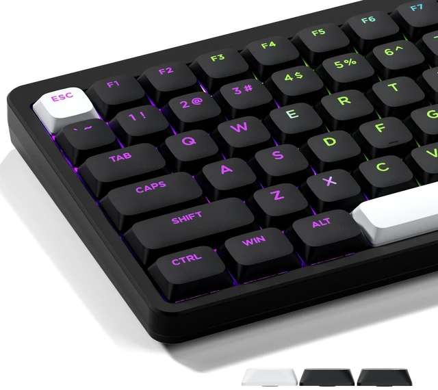 Main image of Low Profile Black Keycaps, Shine Through Keycap Sets, Double Shot PBT Keyboard Keycaps Compatibility for 60% 75% 80% 85% 100% MX Switches Mechanical Keyboard- Only Key caps