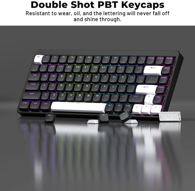 Alt view image 5 of 7 - Low Profile Black Keycaps, Shine Through Keycap Sets, Double Shot PBT Keyboard Keycaps Compatibility for 60% 75% 80% 85% 100% MX Switches Mechanical Keyboard- Only Key caps