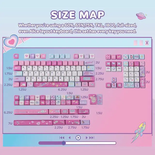 Alt view image 3 of 6 - X Elyxirine Digital Dreams: Pastel Y2K Keycap Set, 144 Keys