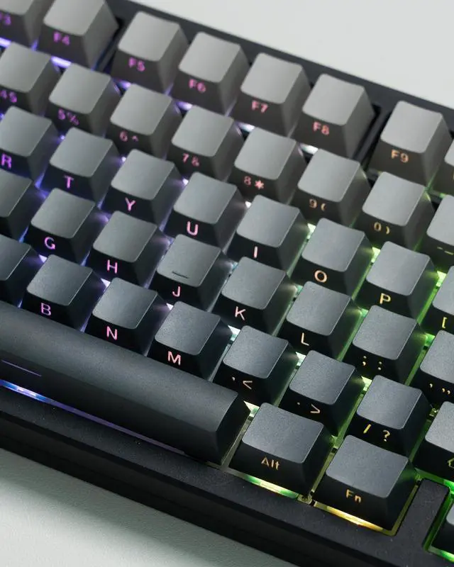 Alt view image 4 of 7 - Klymra Double Shot PBT Keycaps Set 135 Keys, Custom Keyboard Keycaps, OEM Profile Side Printed Shine Through Key Caps for 100%, 75%, 65%, 60% Gaming Mechanical Keyboards, Gradient Gray