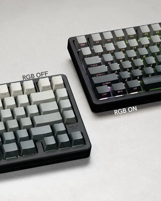 Alt view image 7 of 7 - Klymra Double Shot PBT Keycaps Set 135 Keys, Custom Keyboard Keycaps, OEM Profile Side Printed Shine Through Key Caps for 100%, 75%, 65%, 60% Gaming Mechanical Keyboards, Gradient Gray