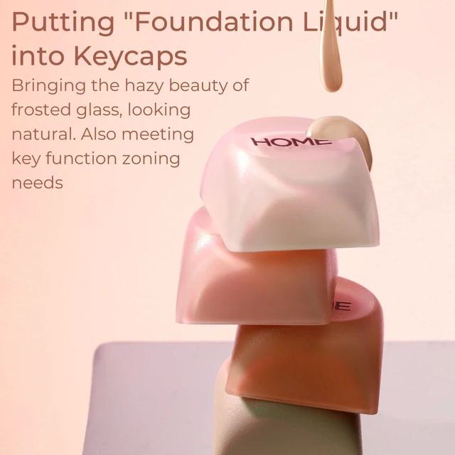 Alt view image 4 of 6 - Jelly Keycaps, XVX HOA Profile 132-Key Shine-Through Keycap Set | PBT+PC Cute Custom Gradient Keycaps for Mechanical Keyboards with MX Switches - Flesh Pink
