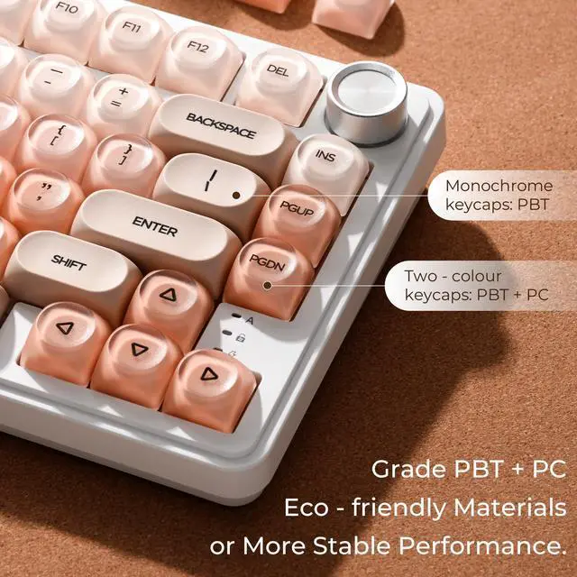 Alt view image 4 of 5 - Jelly Keycaps, XVX HOA Profile 132-Key PBT+PC Shine-Through Keycap Set, Cute Custom Gradient Keycaps for Mechanical Keyboards with MX Switches - Flesh Pink (Only Keycap, No Keyboard)