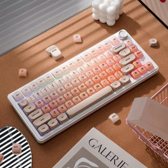 Alt view image 5 of 5 - Jelly Keycaps, XVX HOA Profile 132-Key PBT+PC Shine-Through Keycap Set, Cute Custom Gradient Keycaps for Mechanical Keyboards with MX Switches - Flesh Pink (Only Keycap, No Keyboard)