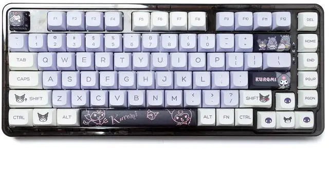 Alt view image 3 of 7 - _Mega Brand PBT Dye sub Keycap Cute Cartoon XDA keycaps Purple keycaps Set Girl Custom Keyboard for Gateron Kailh Cherry Mx Switches ANSI Layout Mechanical Custom Keycaps (Kuro)