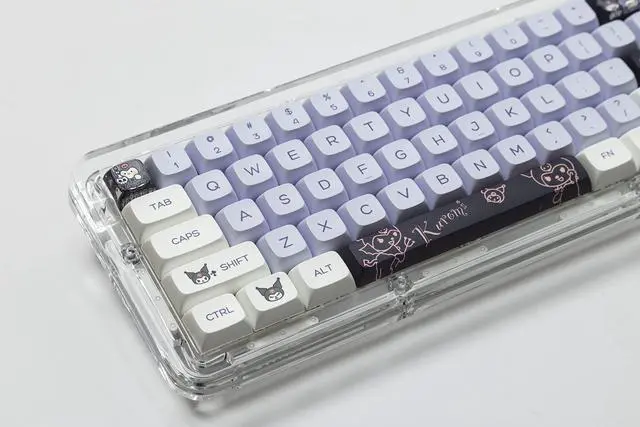 Alt view image 6 of 7 - _Mega Brand PBT Dye sub Keycap Cute Cartoon XDA keycaps Purple keycaps Set Girl Custom Keyboard for Gateron Kailh Cherry Mx Switches ANSI Layout Mechanical Custom Keycaps (Kuro)
