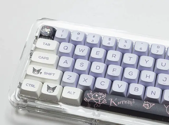 Alt view image 7 of 7 - _Mega Brand PBT Dye sub Keycap Cute Cartoon XDA keycaps Purple keycaps Set Girl Custom Keyboard for Gateron Kailh Cherry Mx Switches ANSI Layout Mechanical Custom Keycaps (Kuro)