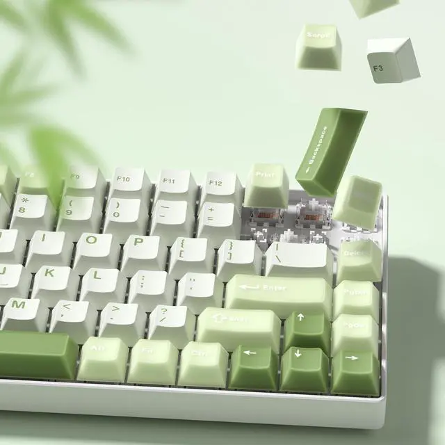 Main image of _Mega Brand Matcha Green Keycaps PBT, Jelly Keycaps 60 75 100 Percent, Translucent Jade Key caps Custom 127 Keys, Cherry Profile for 61/68/84/87/98/100 Cherry Gateron MX Mechanical Gaming Keyboards